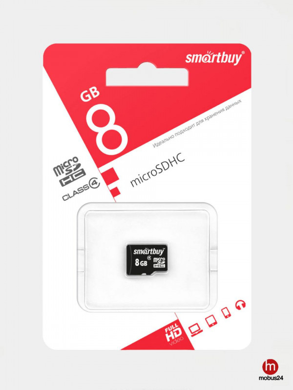 Карта памяти MicroSD SMARTBuy 8Gb class 10 без адаптера SD
