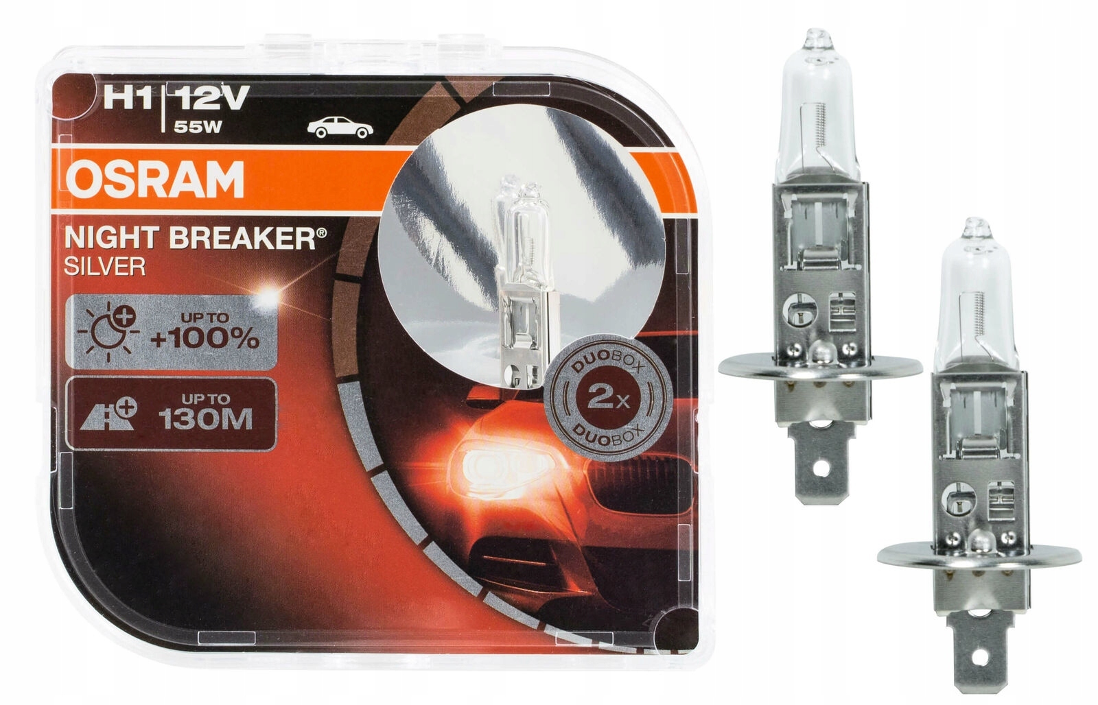 2aa8e482-6434-11ea-a251-04d9f508137a Автолампа H1 55W+100% (64150NBS_HCB) 2шт. Night Breaker Silver