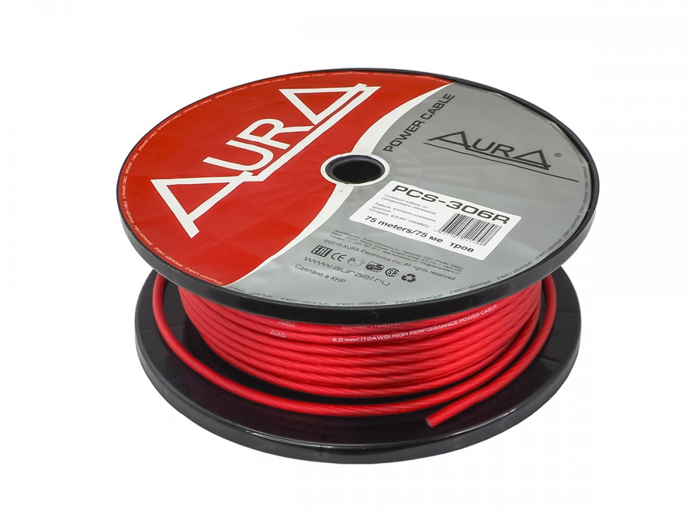 Кабель силовой красный AURA PCS-306R 10GA
